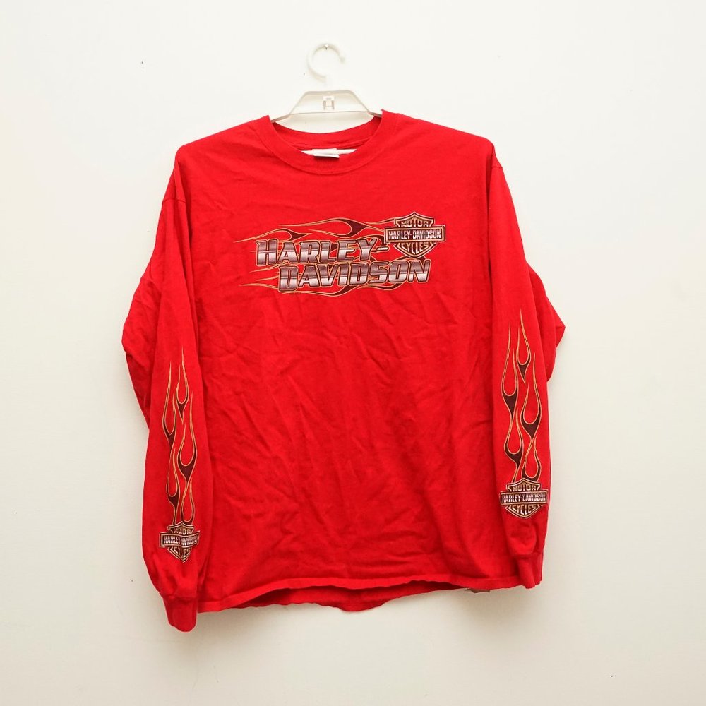 Red Men's Harley Davidson Long Sleeve Shirt XL